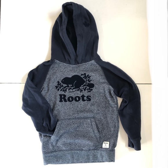 Roots kids youth size Large 9-10 years navy blue and grey hoodie with pocket - Picture 12 of 16